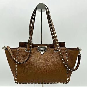 Brown Valentino Rock Stud Leather Tote